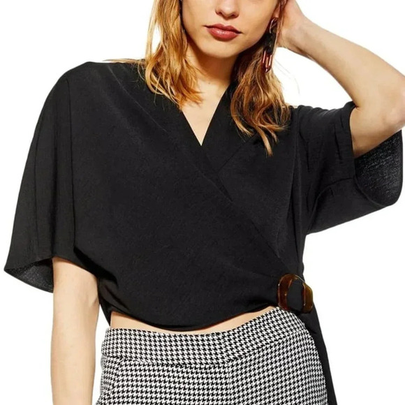 TopShop NWT Buckle Wrap Crop Top Size 4 - Picture 1 of 9